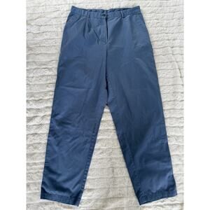 L.L. Bean Vintae Women's Blue Chino Relaxed Fit Pleated Straight-Leg Twill Pants